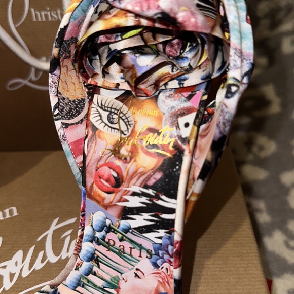 Authentic Christian Louboutin SANDALE DU DESERT Pop Art Ankle Tie Bow Heel Pump - Picture 15 of 17